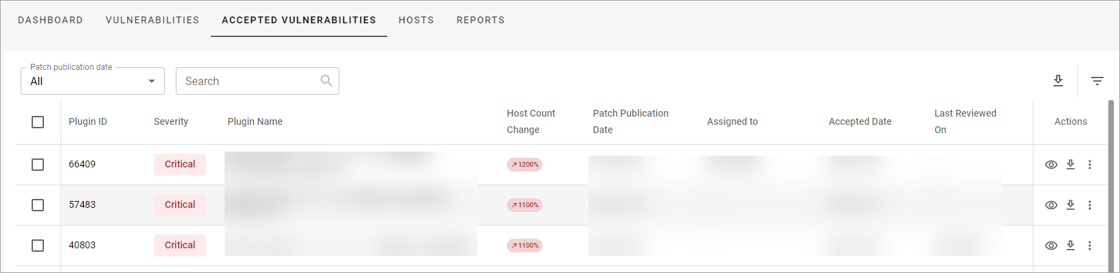 Accepted Vulnerabilities Table